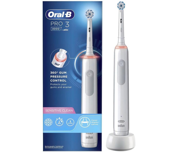 Oral-B SZCZOTECZKA ROTACYJNA PRO 3 3000 SENSITIVE CLEAN BIAŁA - 1457729 - zdjęcie